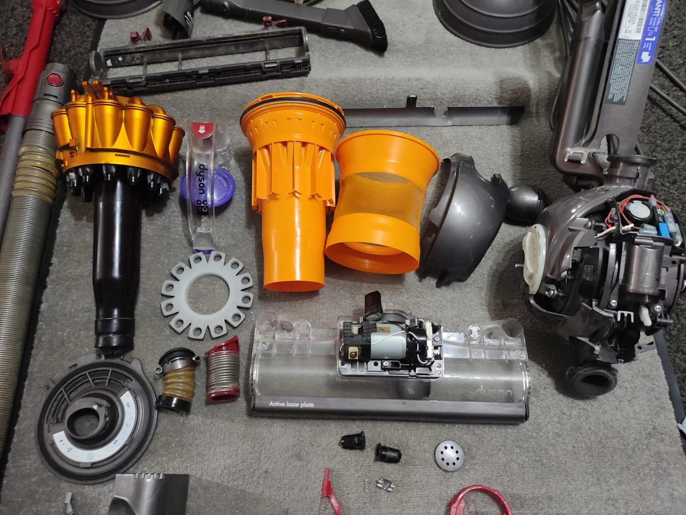 Dyson vacuum cleaner stripped down for servicing and repair in Harlow